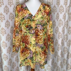 Liz Claiborne 2 piece floral Vneck flowey tunic with camisole M